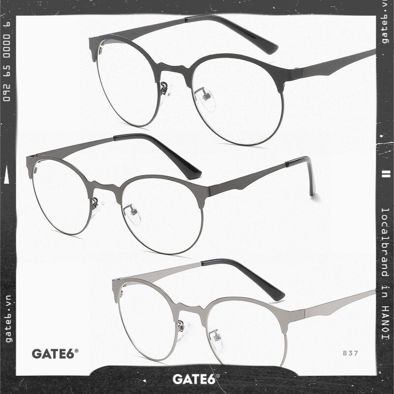 Kính Unisex Thời Trang Vintage - 837 [Tặng bao da + móc khoá]