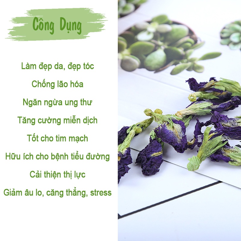 Trà Hoa Đậu Biếc ❤️Freeship❤️ 100gr Sấy lạnh Nguyên Bông làm đẹp da giảm căng thẳng stress loại cao cấp