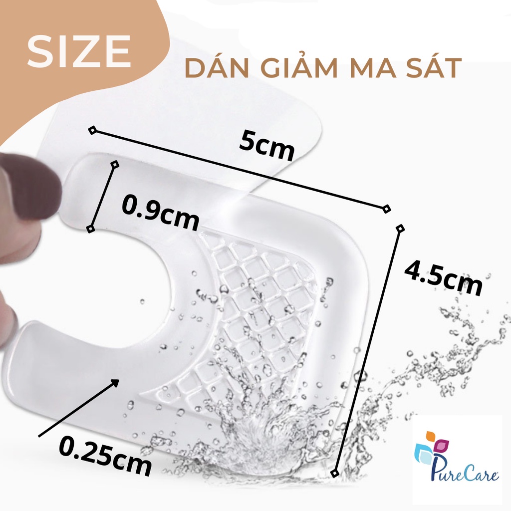 Miếng Dán lót giày Silicon Trong suốt giảm đau gót chân, giảm áp lực lên chân, chống trầy gót, sưng da - Bộ 2 cái