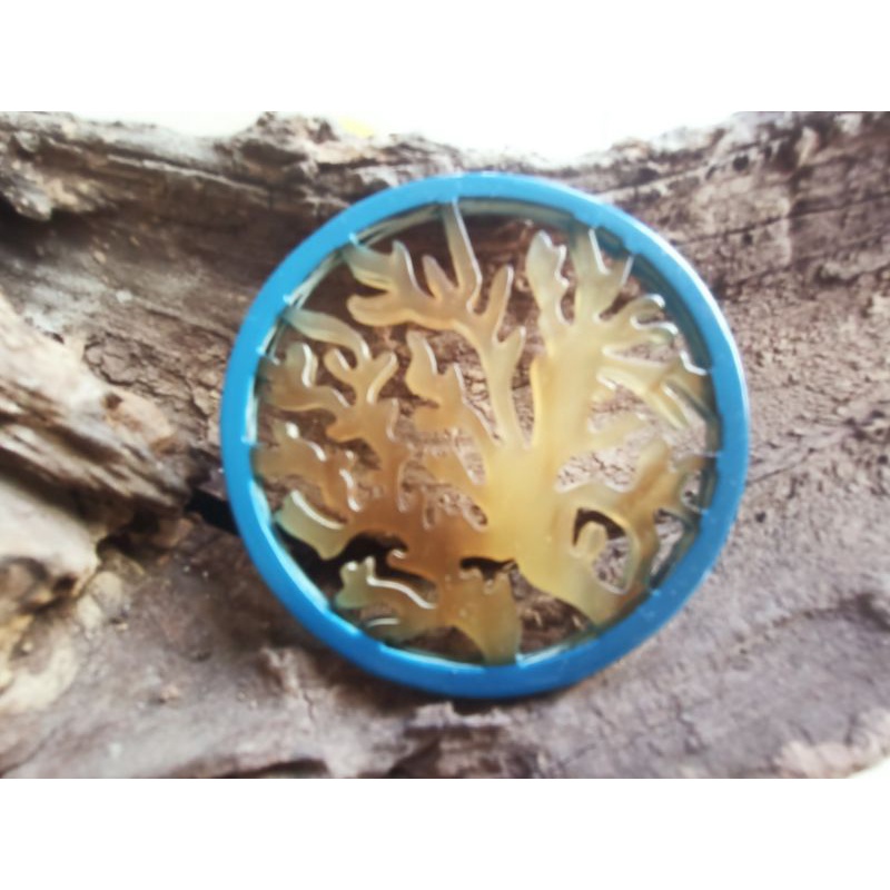 Dây chuyền  bằng sừng trâu tự nhiên, dây đeo bằng da tự nhiên, đường kính 6cm