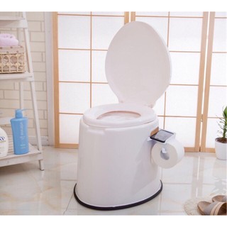 Bô Vệ Sinh Cho Người Già, Toilet Di Động Nhựa Cao Cấp có thanh treo giấy cuộn.