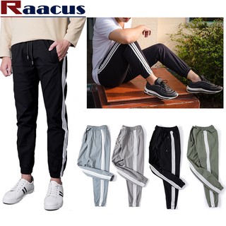 Quần jogger đũi nam 3 kẻ sọc unisex, quần nam hè thoáng mát thể thao cao cấp chính hãng Raacus - Q093
