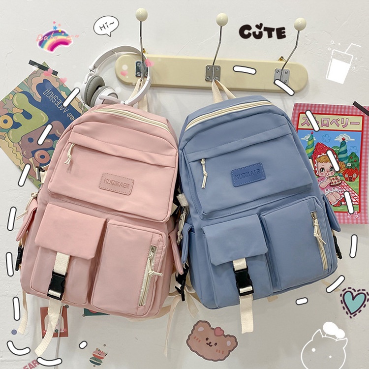Balo ulzzang Đi Học Đi Chơi Nam Nữ Thời Trang Hàn Quốc Yiletao Nhiều Ngăn Tiện Dụng FT7225