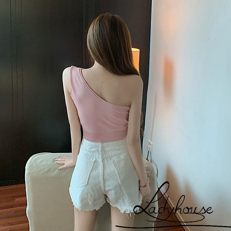 Áo Crop Top Hai Dây Màu Trơn Dáng Ôm Không Tay Màu Đen / Xanh Dương / Trắng / Hồng Dành Cho Bạn Nữ Mặc Vào Mùa Hè