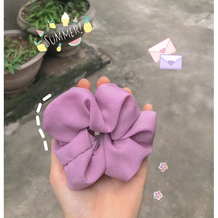 Dây Cột Tóc Vải Scrunchies Màu Pastel Xinh Xắn