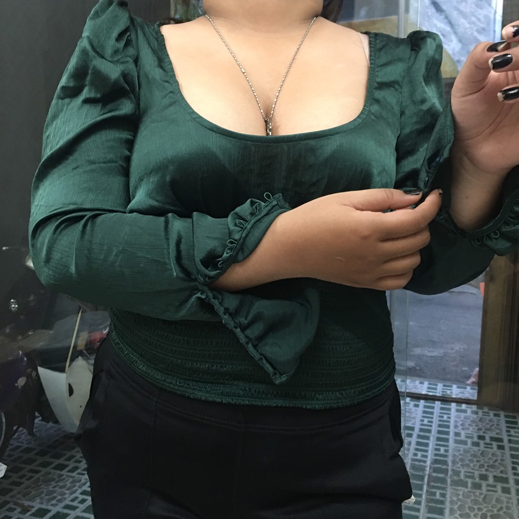 Áo Kiểu Tay Phồng Nhúng Eo Cho Nữ