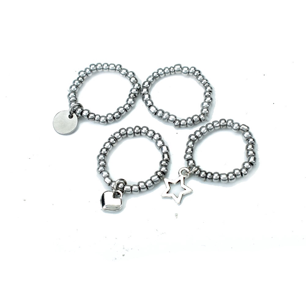 Nhẫn đeo tay kim loại mặt hình trái tim nhiều màu sắc thời trang cho nữ