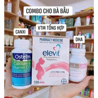 COMBO BẦU ÚC - BỘ TỨ VITAMIN ÚC DÀNH CHO BÀ BẦU (Elevit, Canxi, DHA, Sắt)