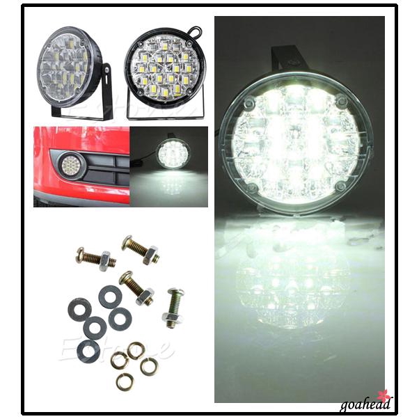 Set 2 đèn phá sương 12V 18 LED DRL cho xe hơi tiện dụng