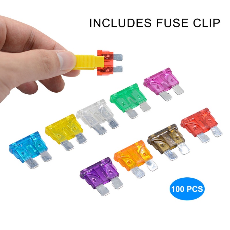 Set 100 Cầu Chì Lưỡi Dao 2A 3A 5A 7.5A 10A 15A 20A 25A 30A 35A Cho Xe Ô Tô / Tàu Thuyền