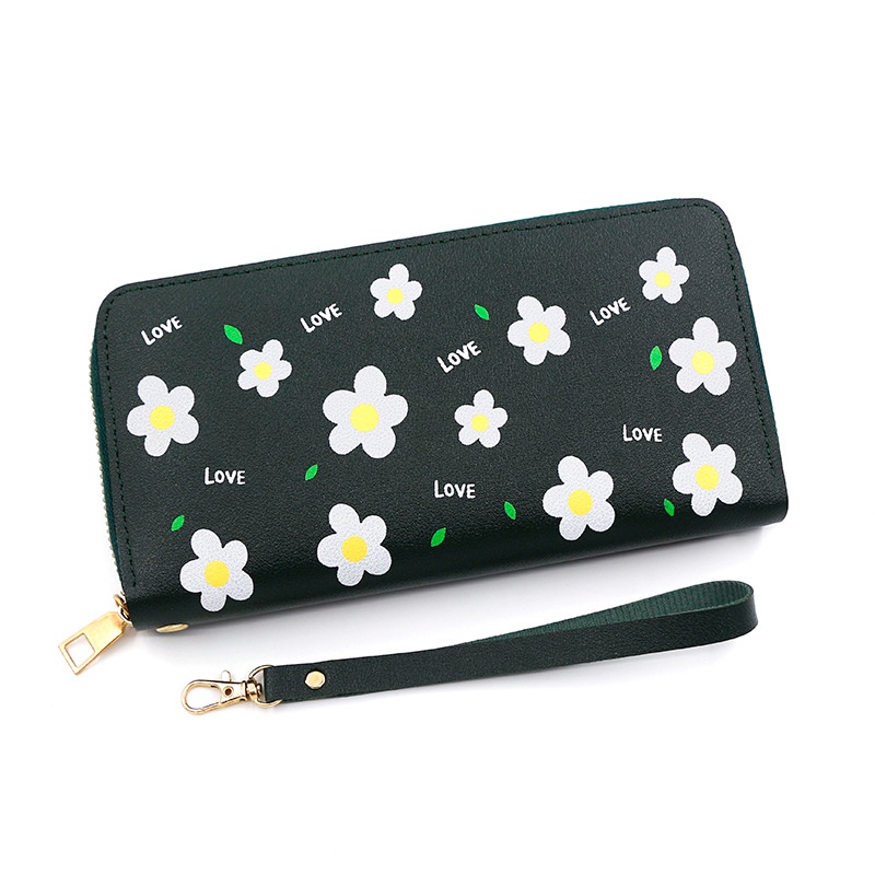 Ví Da Pu In Hoa Thời Trang Hàn Quốc