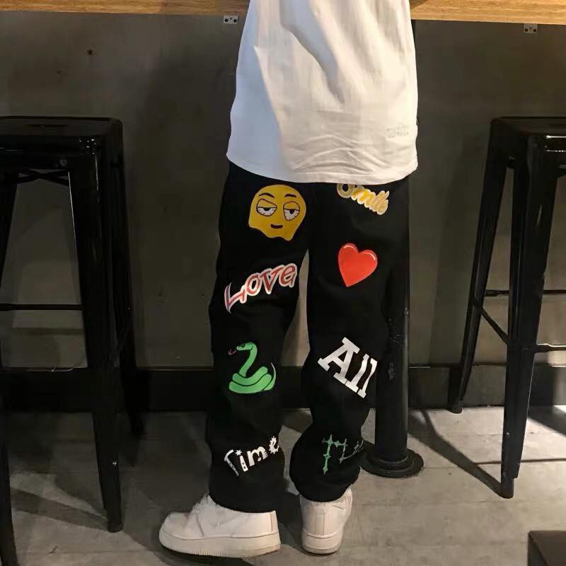 Quần Jogger Pant Ulzzang Unisex Jogger Dây Rút Lai In Hình Love All Ống Rộng - MM