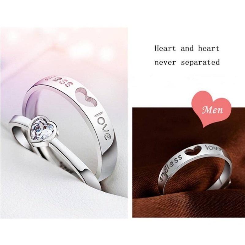 Nhẫn Cặp Hình Trái Tim Đính Đá Zircon Thời Trang Cho Cặp Đôi