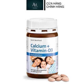 Viên ngậm canxi Calcium Vitamin D3 Sanct Bernhard vị Socola 150 viên, bổ sung canxi D3 cho bé và gia đình