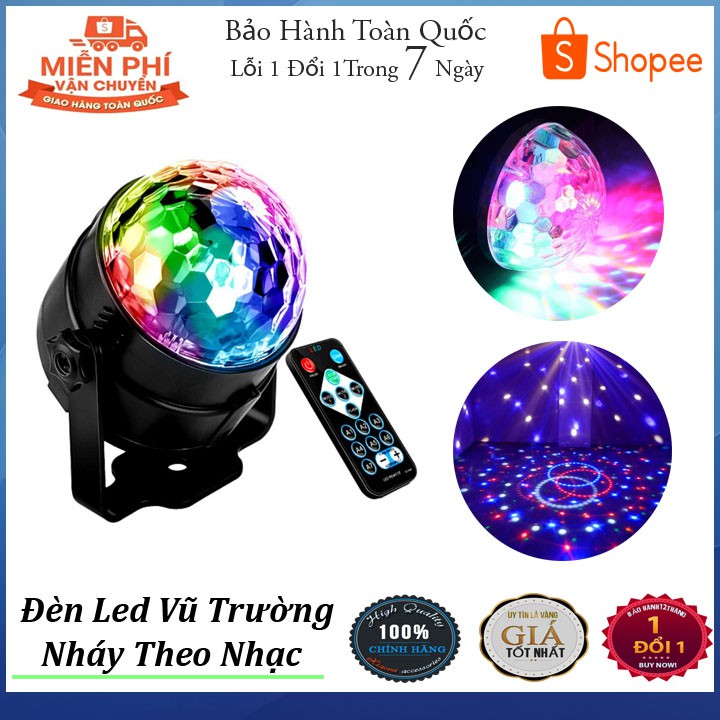 Đèn Nháy Theo Nhạc Led Cầu mini, Đèn Bar Chớp Nhiều Màu Có Điều Khiển Từ Xa