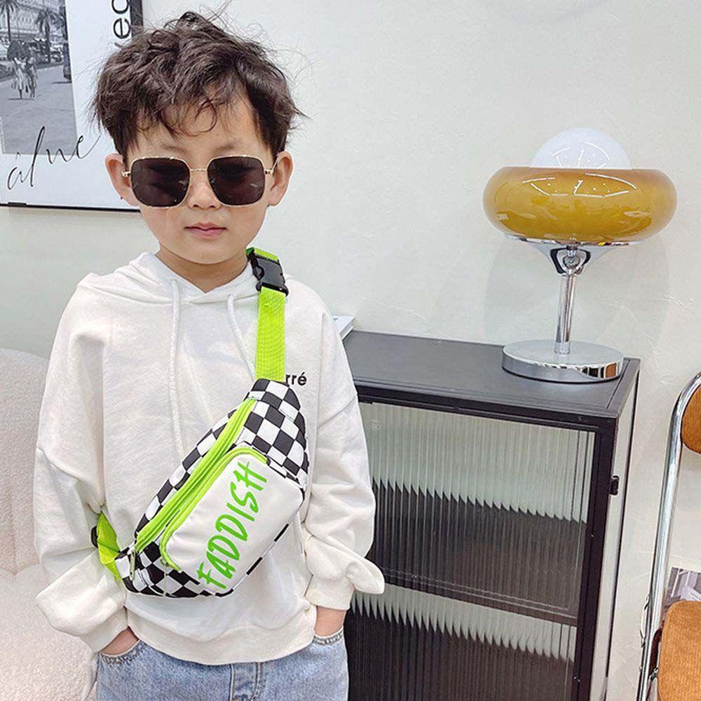 IVORY Túi Đeo Chéo Họa Tiết Sọc Caro Phong Cách Hiphop Thời Trang Cho Trẻ Em