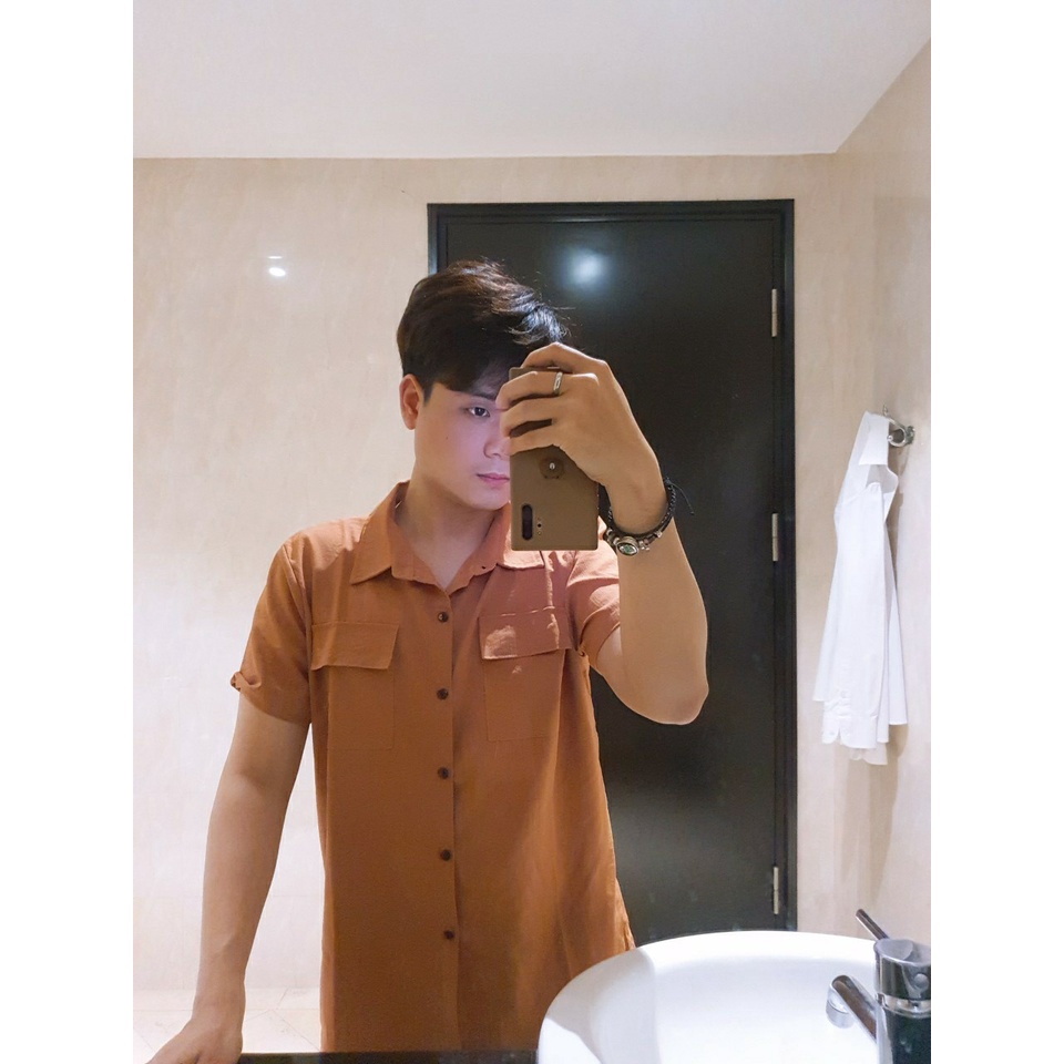 Áo sơ mi nam chất đũi cộc tay -  áo đũi nam phong cách trẻ trung, lịch lãm