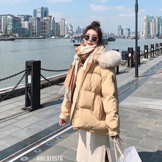 Áo phao béo cổ lông siêu ấm siêu nhẹ