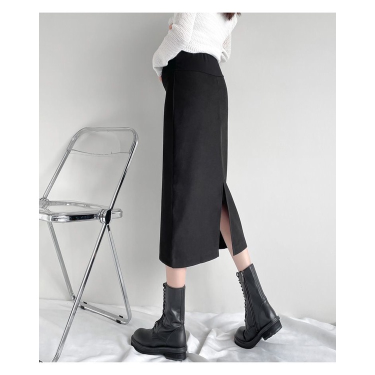 Chân Váy Chữ a Lưng Cao Màu Đen Thời Trang Mùa Thu Cho Mẹ Bầu