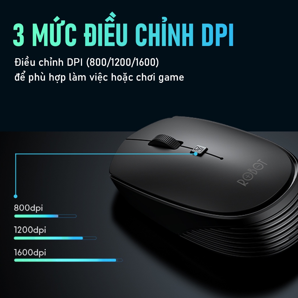 Bộ Bàn Phím Và Chuột Không Dây ROBOT KM3100 Thích Hợp Dùng Cho Laptop, Máy Tính, PC - - Hàng Chính Hãng