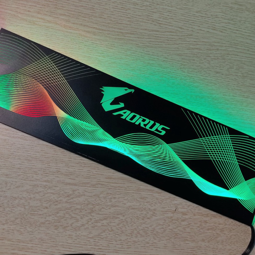 ▶️  Tấm che nguồn PC Led RGB 5v ARGB logo Aorus, đồng bộ màu Hub giá tốt, hình sóng vô cực