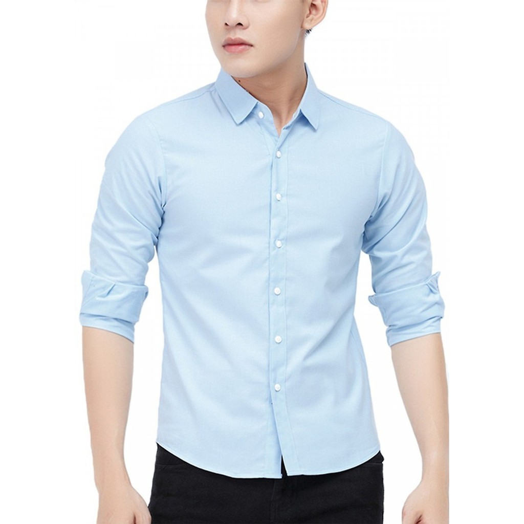 Áo sơ mi nam nữ dài tay Unisex Basic TRƠN Form rộng màu trắng và đen Chất cotton lụa mịn mát Bigsize | BigBuy360 - bigbuy360.vn