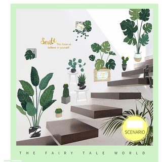 (CỰC ĐẸP) Decal Hàn Quốc dán tường decor quán trà sữa, quán cà phê, spa,tiệm nails, nhà ở,văn phòng- Giàn chậu cây lớn