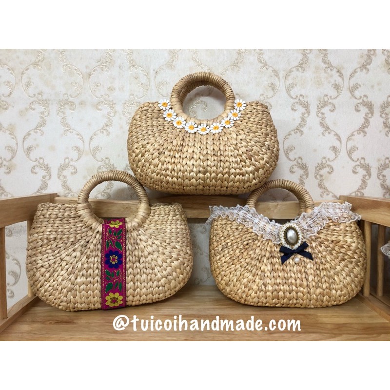 Túi cói đi biển, túi cói handmade, giỏ lục bình trang trí nhiều mẫu đẹp