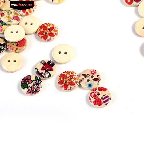 Set 100 nút hình tròn họa tiết đa dạng tự làm may vá thủ công tiện dụng