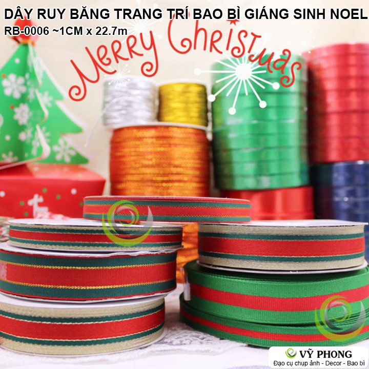 CUỘN DÂY RUY BĂNG TRANG TRÍ ĐÓNG GÓI BAO BÌ HỘP QUÀ CÁC DỊP LỄ TẾT NOEL GIÁNG SINH RB-0006