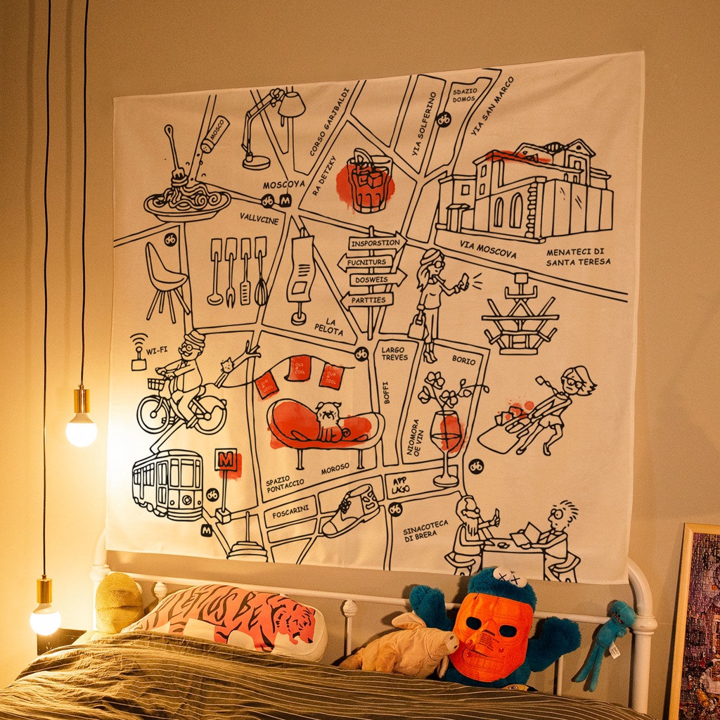 Tranh Vải Treo Tường Trang Trí Phòng Ngủ Họa Tiết Hoạt Hình Xinh Xắn