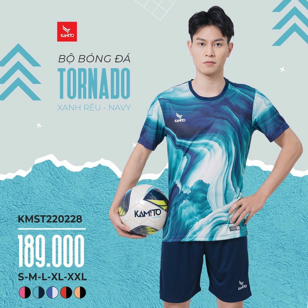 Áo đá bóng, đồ đá banh, quần áo bóng đá, áo không logo Kamito TORNADO - Chất vải cao cấp, bền, thoáng