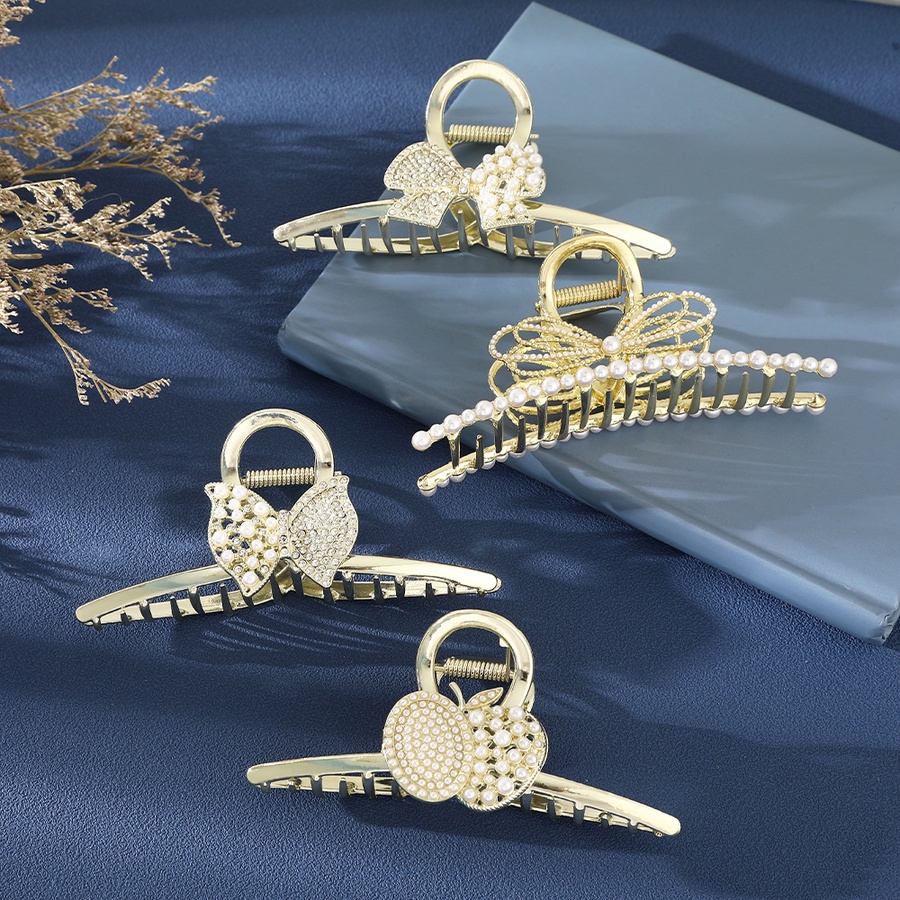 Kẹp Tóc Đuôi Ngựa Lớn Đính Đá Và Ngọc Trai Bằng Hợp Kim Phong Cách Hàn Quốc Cho Nữ