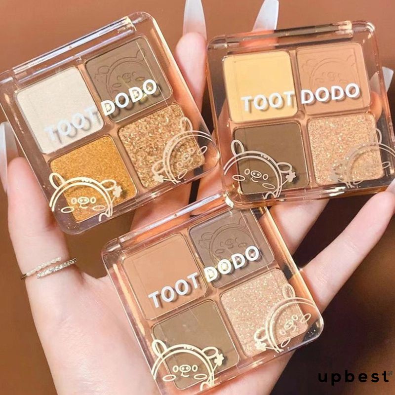 Bảng phấn trang điểm mắt TOOT DODO 4 màu tông lì ánh nhũ ngọc trai phong cách nude cho người mới bắt đầu