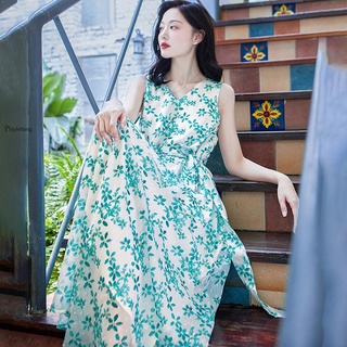 Đầm Maxi Chiffon Họa Tiết Hoa Phong Cách Boho