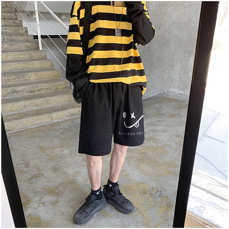 Quần short 5 tấc ống rộng mỏng thời trang thể thao hip hop mùa hè Hàn Quốc giản dị cho nam