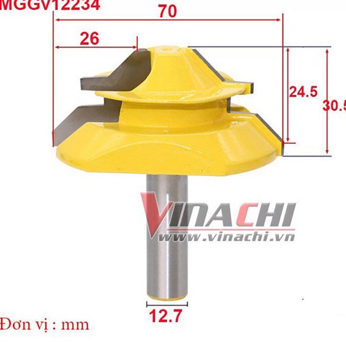 NGHỀ MỘC MŨI GHÉP GÓC MUWANG CỐT 12.7MM - 1 MŨI
