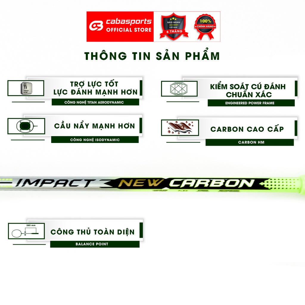 Vợt cầu lông đã đan lưới trợ lực ProKennex Impact New Carbon công thủ toàn diện đánh cầu cực thoát Bảo hành 9 tháng