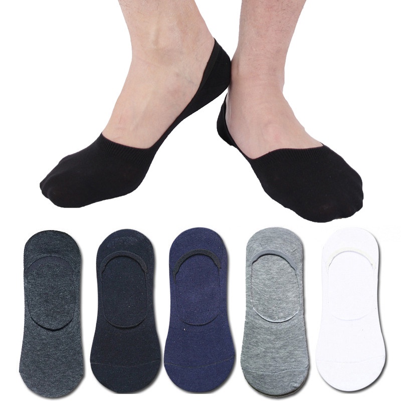 1 Đôi Vớ Cotton Mỏng Mềm Mại Thấm Hút Mồ Hôi Thoáng Khí Chống Trượt Màu Trơn Dành Cho Nam