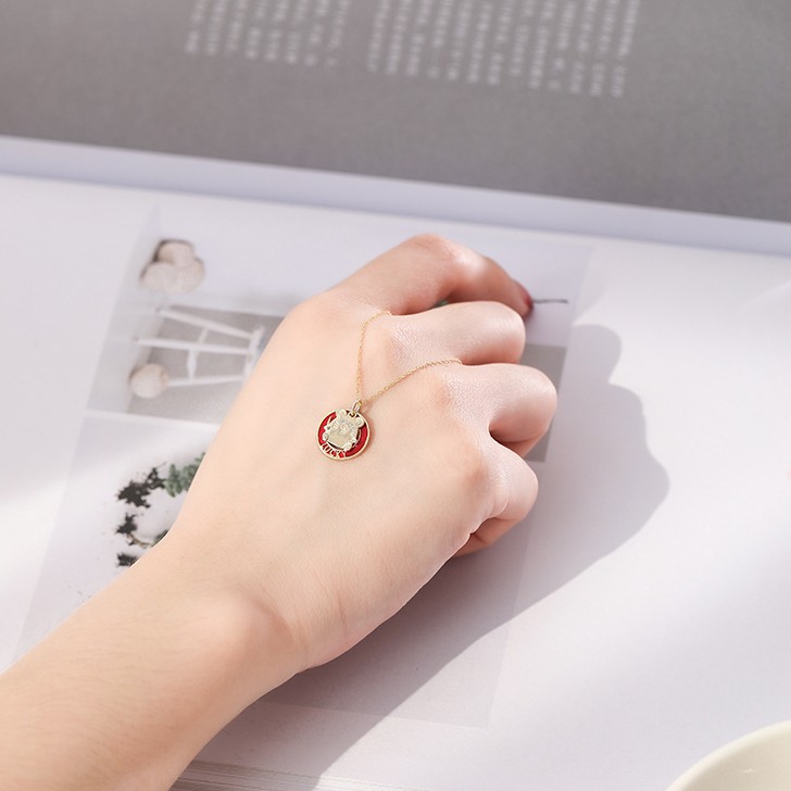 Vòng Cổ Bạc, Dây Chuyền Bạc 925 Cho Nữ-Vòng Cổ Bạc Nữ S925 Chú Chuột Hạnh Phúc DB2387