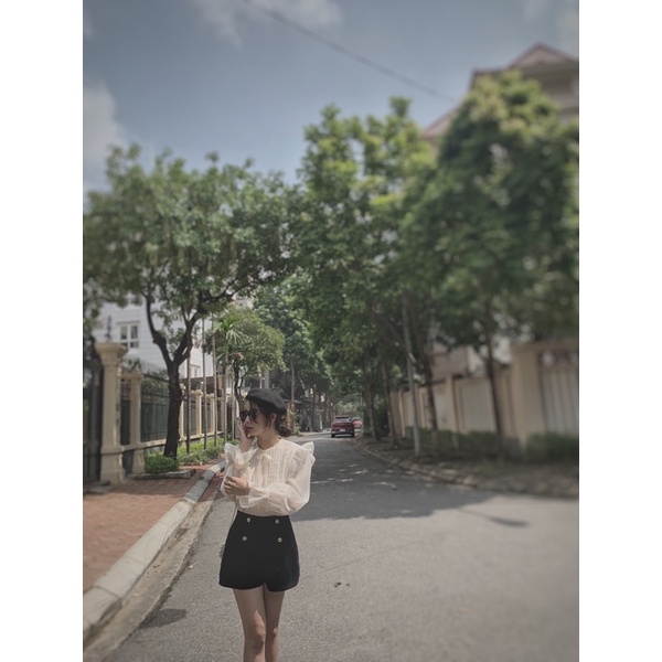 Min Shirt - áo sơ mi tơ nude 2 lớp xếp ly ngực SEDUISANT.REV