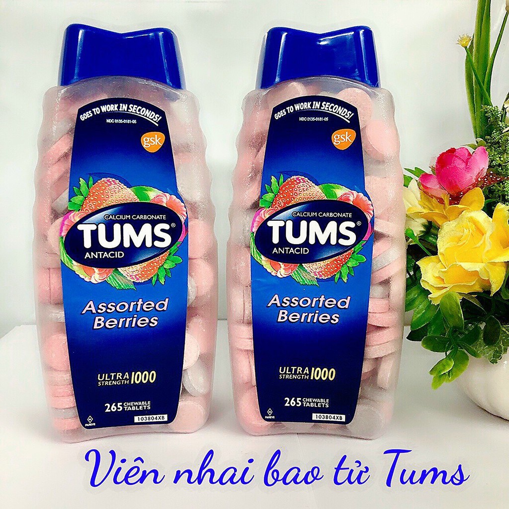 ❤️ [Date 4/2025] Viên nhai Tums Ultra Strength 1000 265 viên Mỹ, hương vị Dâu thơm ngọt
