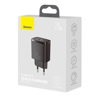 Củ sạc nhanh Baseus Compact 20W 2 cổng USB-A + Tpye-C - Chính Hãng