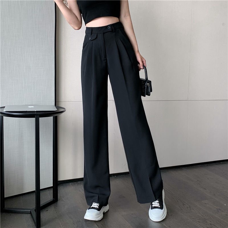 Quần Ống Rộng Nữ Khuy Cài 1 Bên Chất Tuyết Mưa