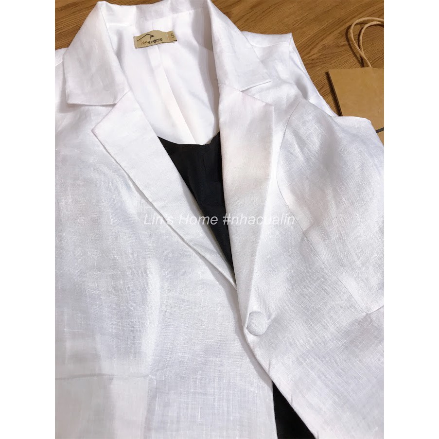 S037 - ÁO VEST LINEN TRẮNG | BigBuy360 - bigbuy360.vn