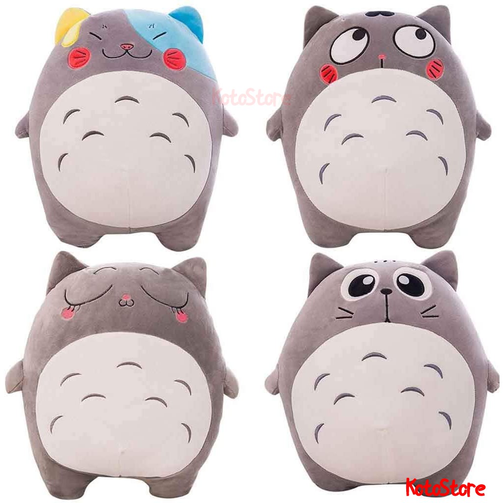 Gấu Bông Totoro Bụng Tròn Dễ Thương - Thú Nhồi Bông Totoro Nhiều Biểu Cảm, Chất Liệu Bông 3D Đàn Hồi - Size 40cm