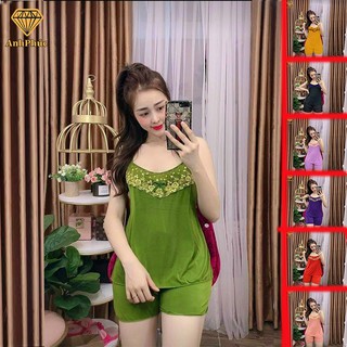 Bộ mặc ngủ vải thun lạnh mặc mát anh phúc + bộ 2 dây 2a