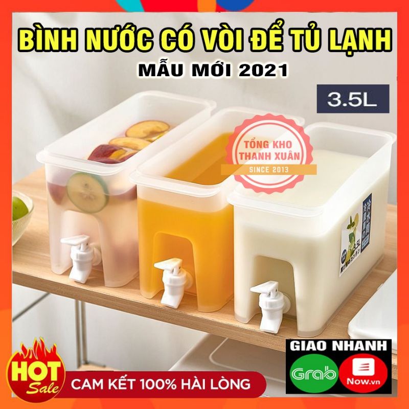 Bình Nước Có Vòi Để Tủ Lạnh 3.5L Cao Cấp ❤️FREESHIP❤️ Bình Nước Có Vòi Tiện Dụng Nhựa PP An Toàn