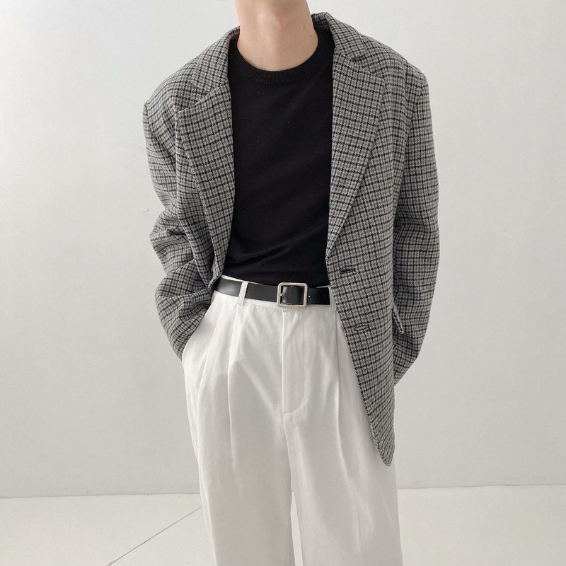 ✦ AFFLIGA ✦Áo khoác blazer dáng rộng phong cách retro Hàn Quốc thời trang chất lượng cao cho nam