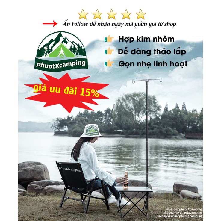 Cây treo đèn cắm trại xếp gọn hợp kim nhôm chắc chắn bền bỉ - phuotXcamping